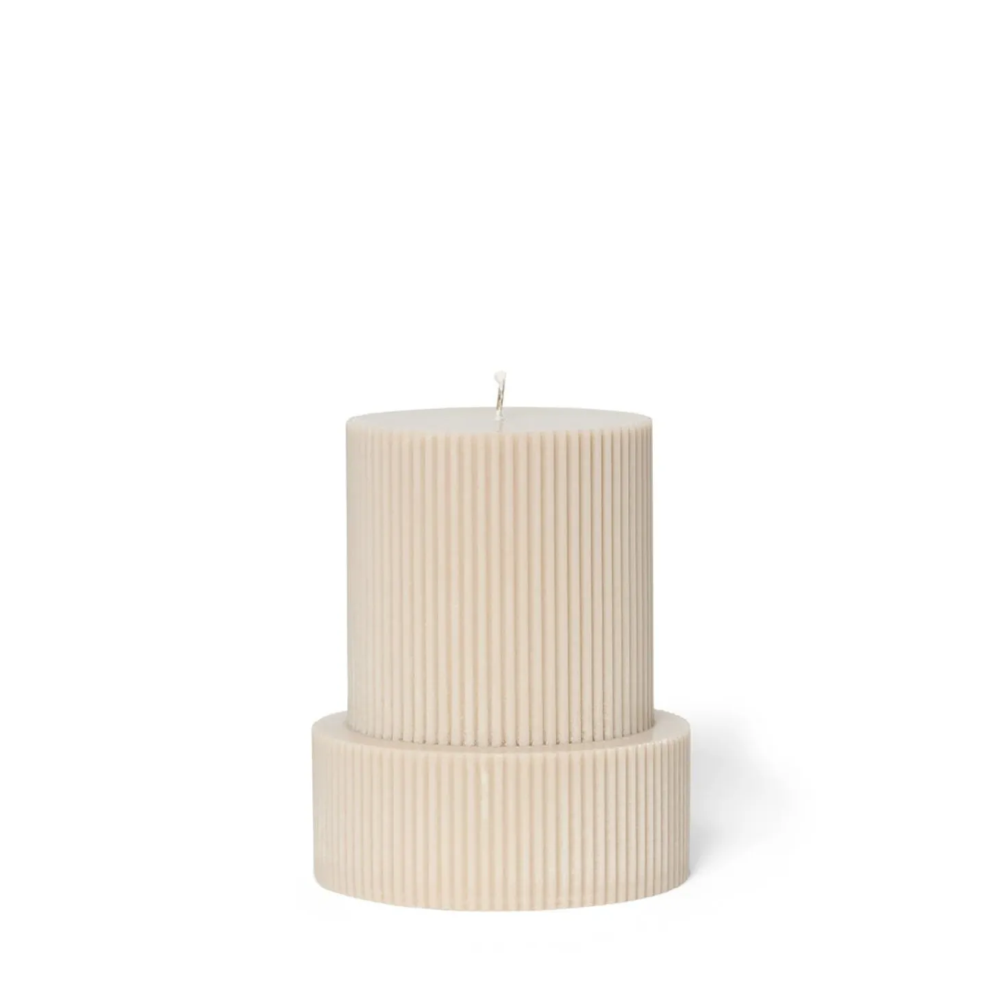 Blockljus Kant Rillat 15x12cm Beige