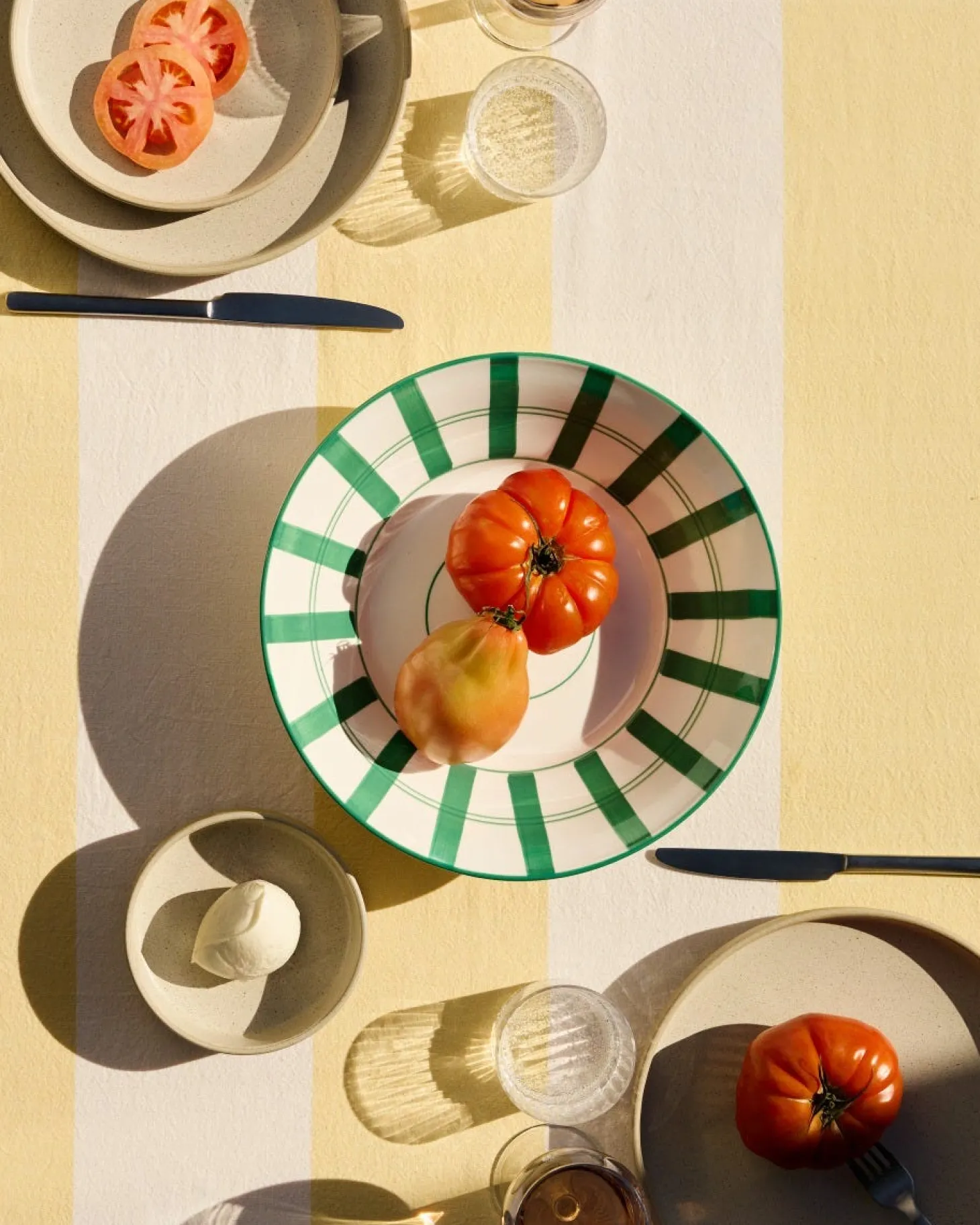 Bordsduk Summer Stripe 240x140cm Bomull Gul