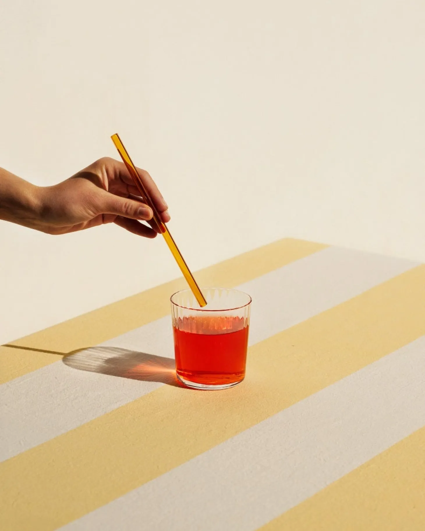 Bordsduk Summer Stripe 240x140cm Bomull Gul