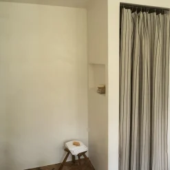 Duschdraperi Stripe 180x200cm Bomull Beige/Svart