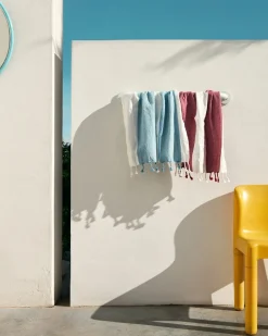 Handduk Hamam Summer Stripe 100x150cm Vinröd