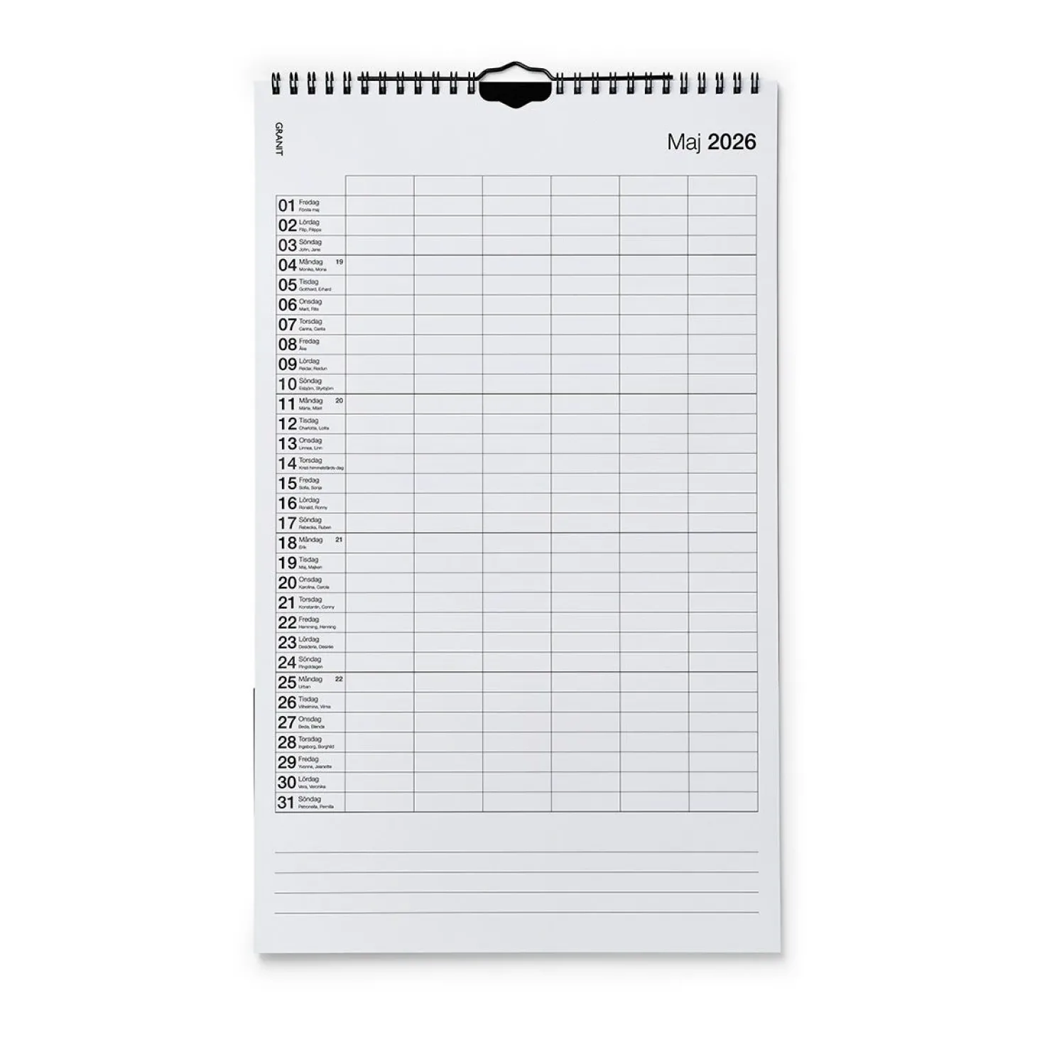 Kalender Kolumn 2026 Beige