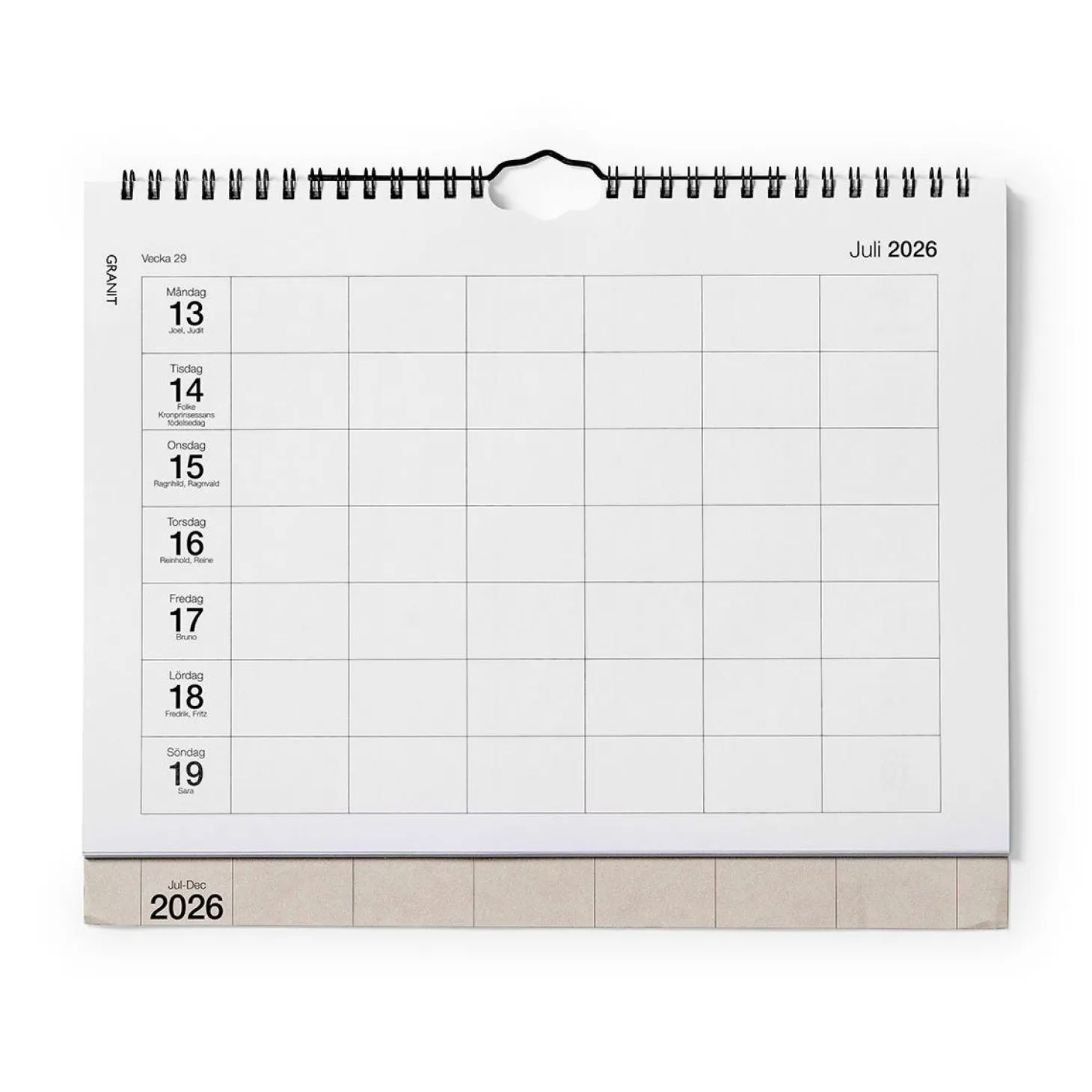 Kalender Vecka 2026/2027 Beige