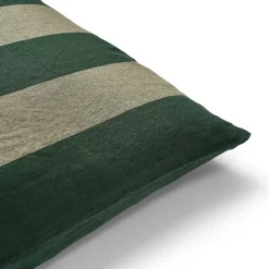 Kuddfodral Blockrand Linnemix 50x50cm Grön