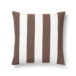 Kuddfodral Blockrand Linnemix 50x50cm Brun