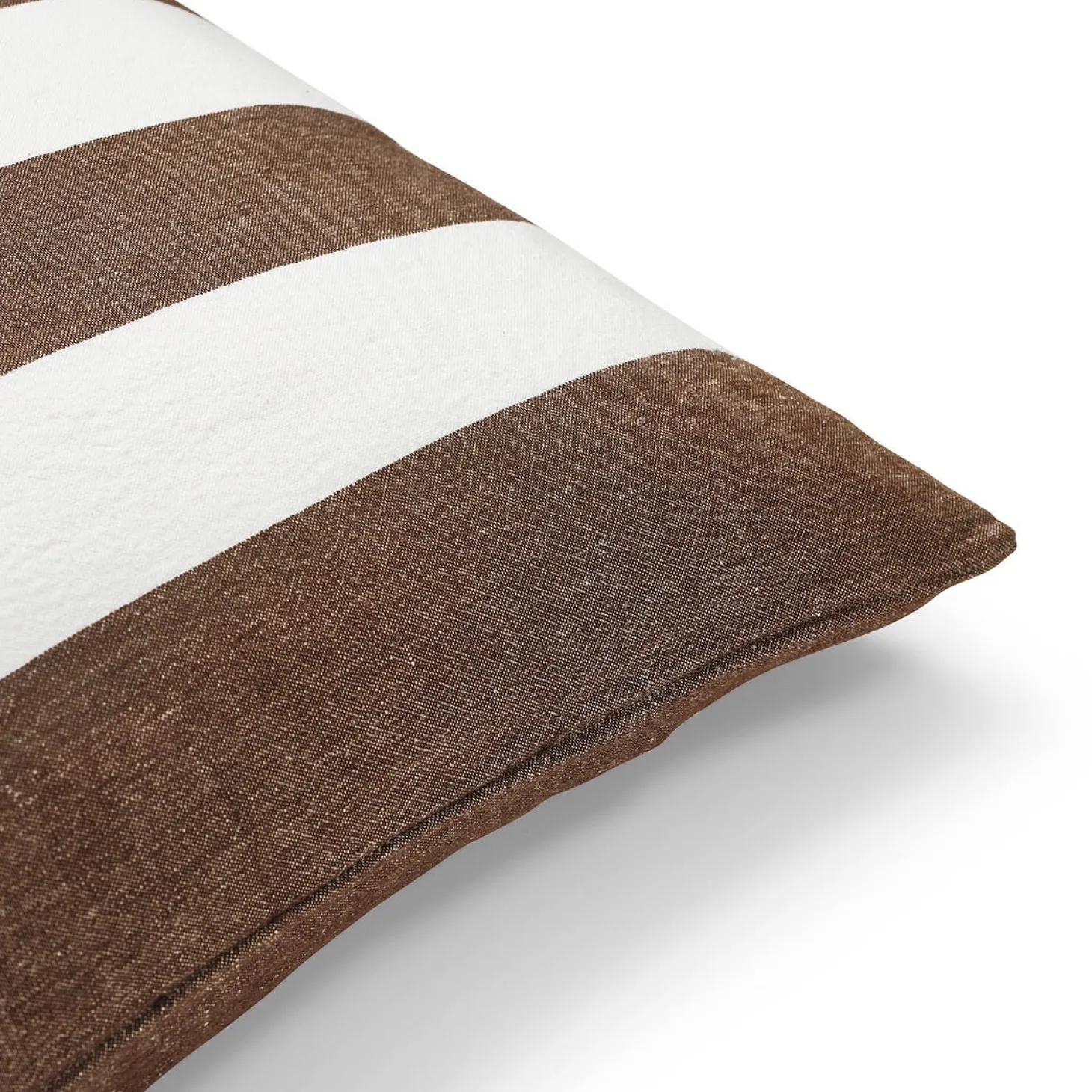 Kuddfodral Blockrand Linnemix 50x50cm Brun