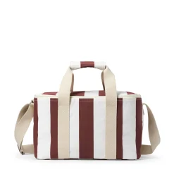 Kylväska 35x23x21cm Randig Vinröd/Vit