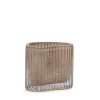 Ljuslykta Rillad Glas 10x8cm Beige
