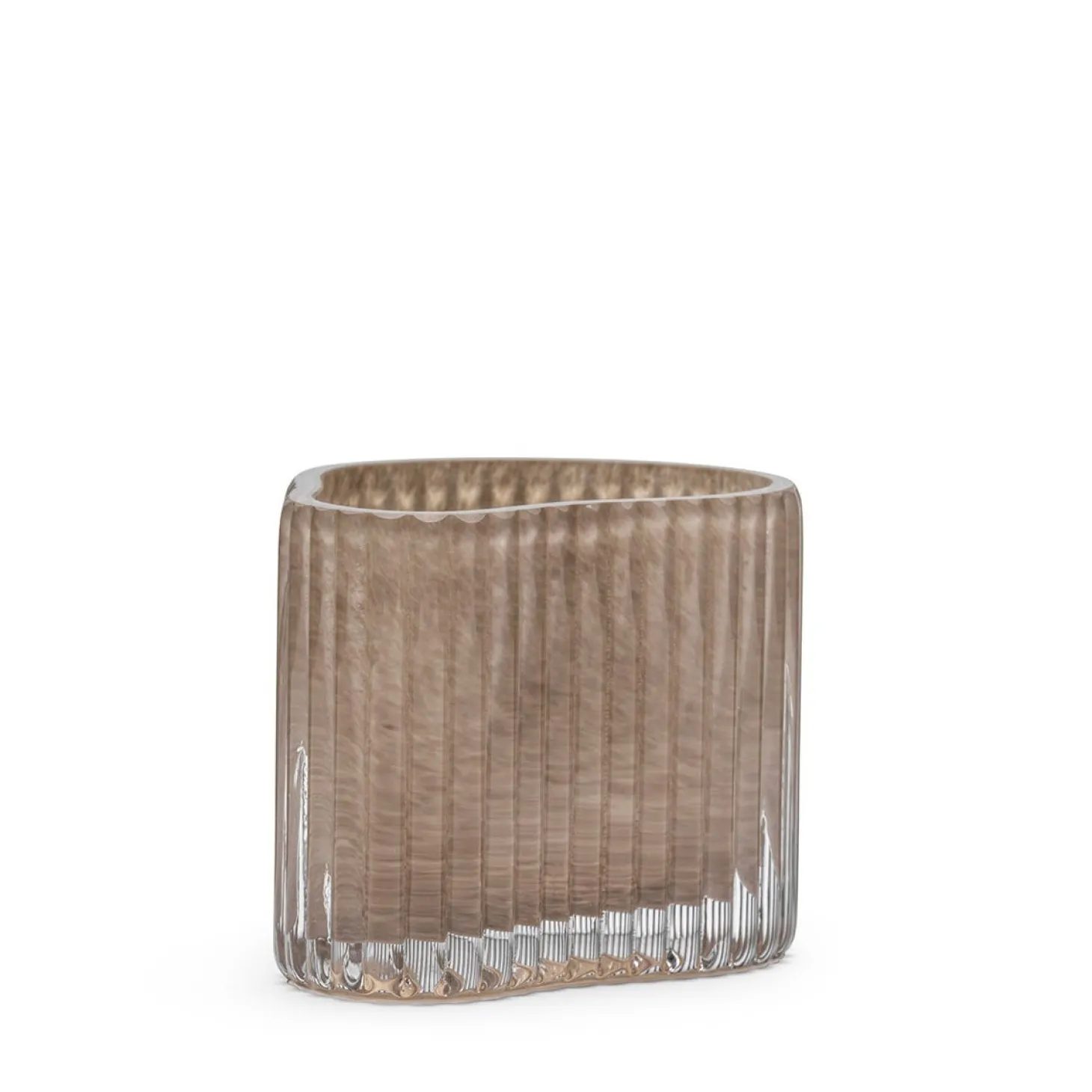 Ljuslykta Rillad Glas 10x8cm Beige