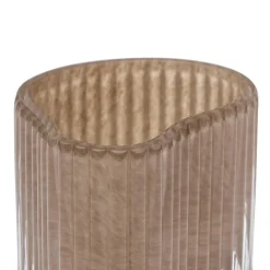 Ljuslykta Rillad Glas 10x8cm Beige