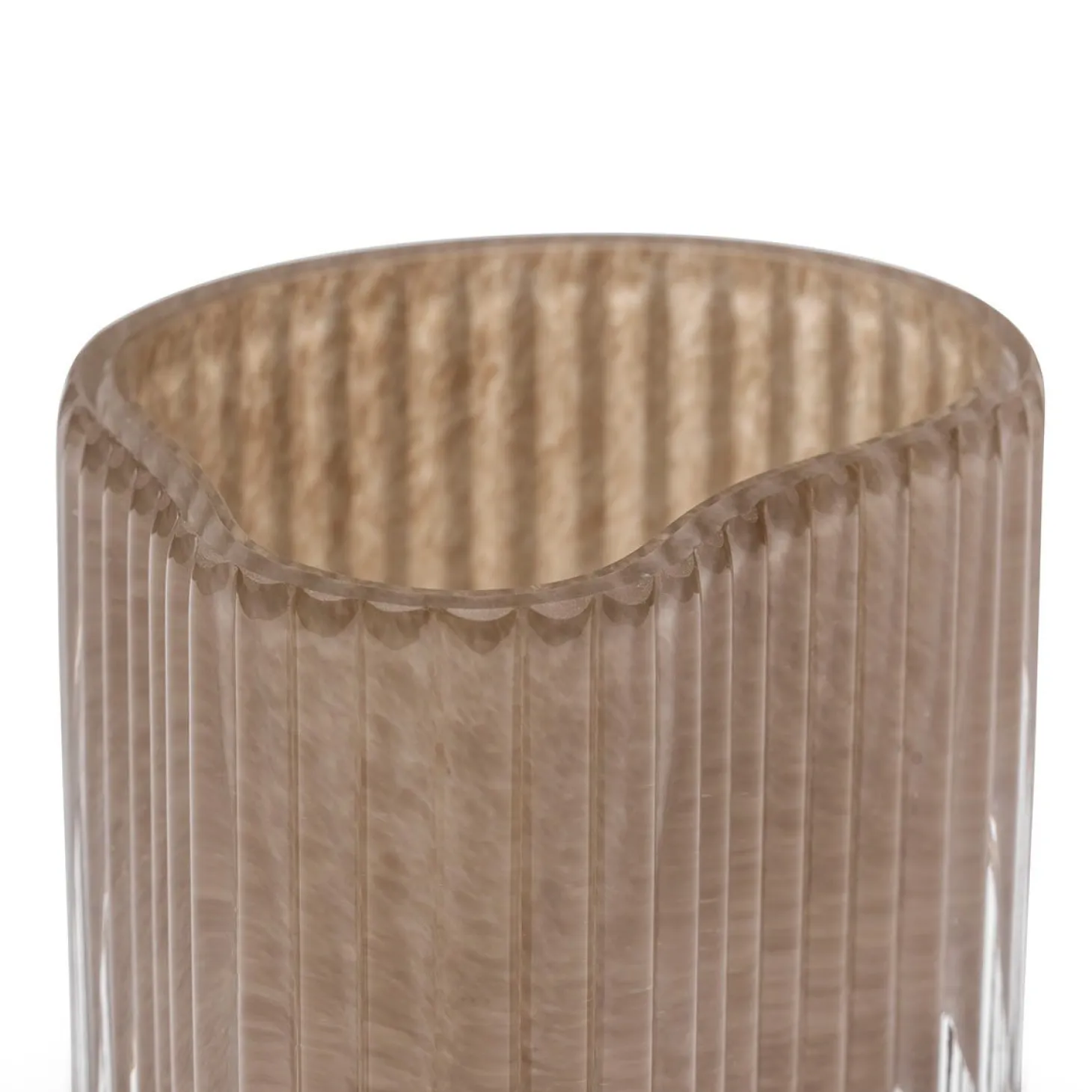 Ljuslykta Rillad Glas 10x8cm Beige