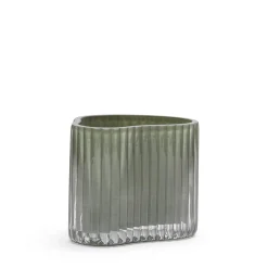Ljuslykta Rillad Glas 10x8cm Ljusgrön