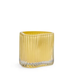 Ljuslykta Rillad Glas 10x8cm Ljusgul