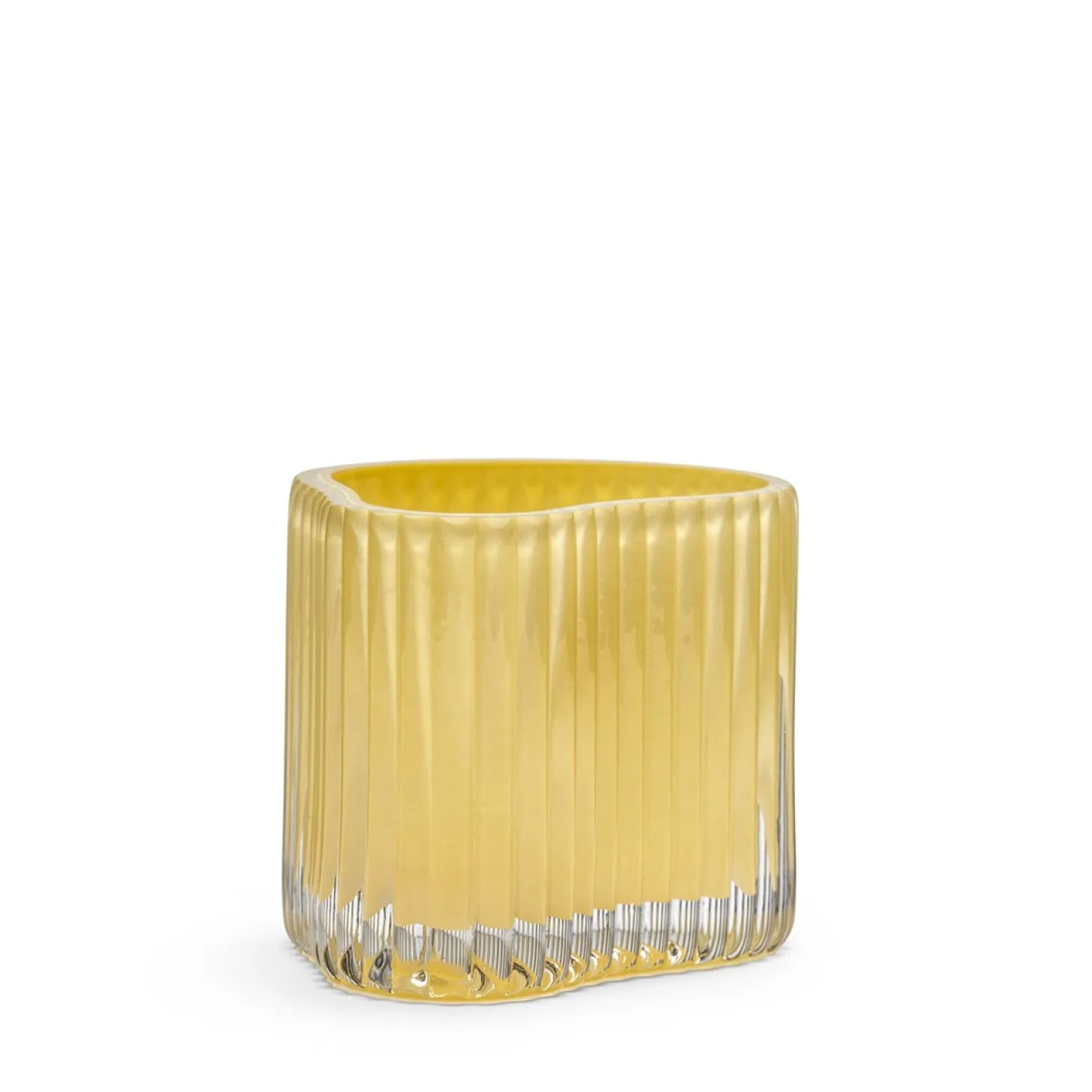Ljuslykta Rillad Glas 10x8cm Ljusgul