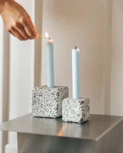 Ljusstake Granit 6,5x6,5cm Grå