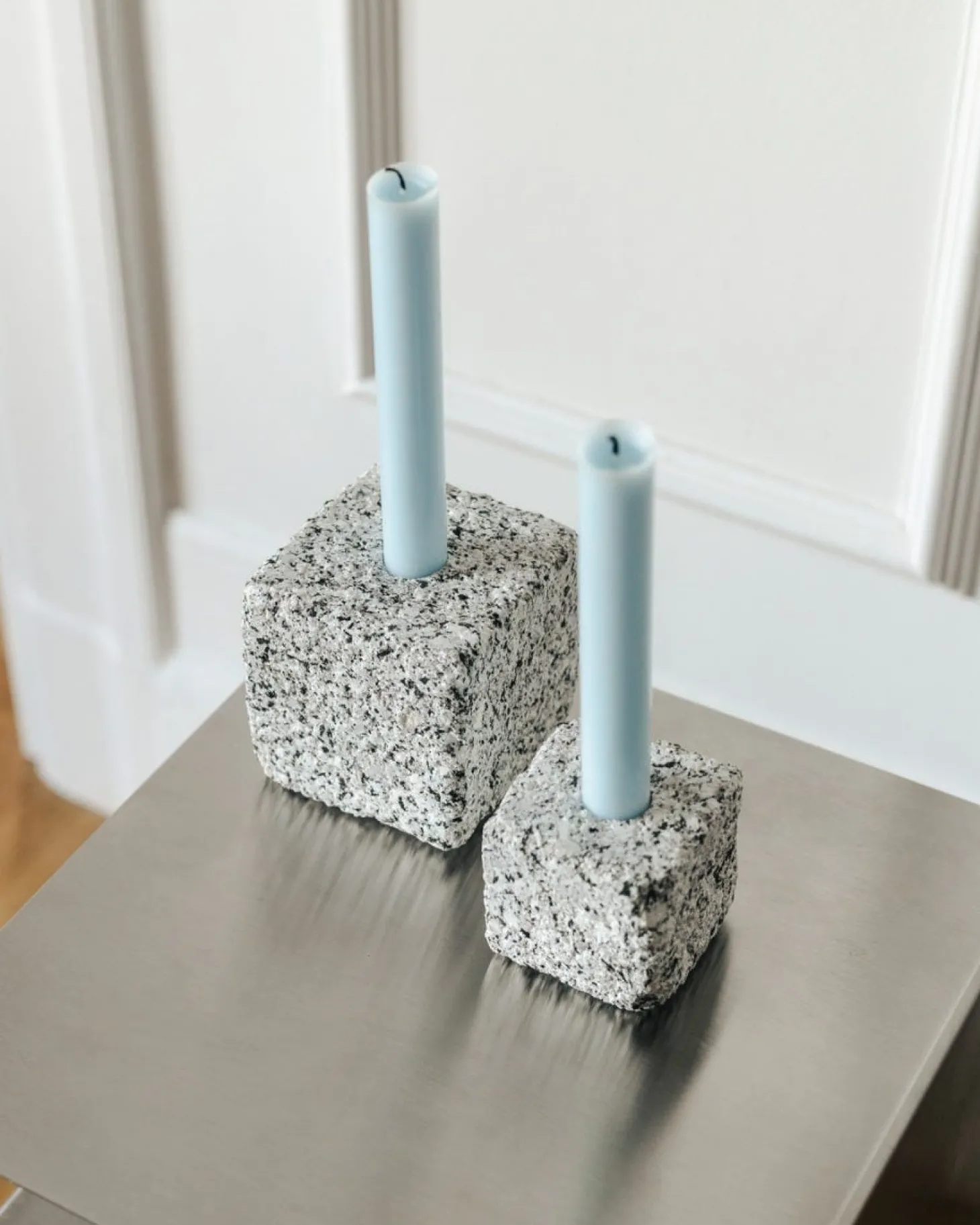 Ljusstake Granit 6,5x6,5cm Grå