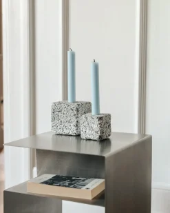 Ljusstake Granit 9x9cm Grå