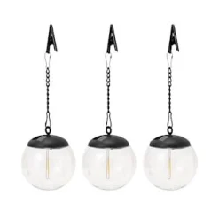 Solcellslampa Glob LED 3-p Svart