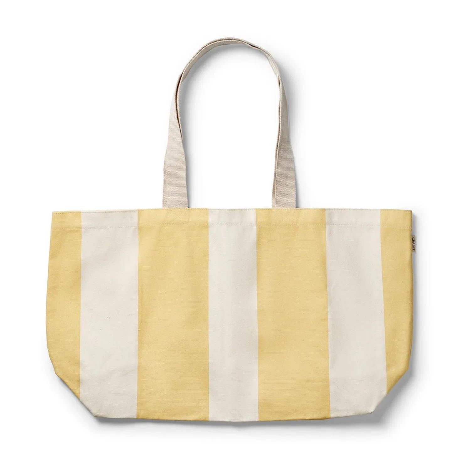 Strandväska Bomull 38x55x19,5cm Randig Gul/Vit