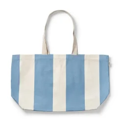 Strandväska Bomull 38x55x19,5cm Randig Blå/Vit