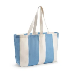 Strandväska Bomull 38x55x19,5cm Randig Blå/Vit